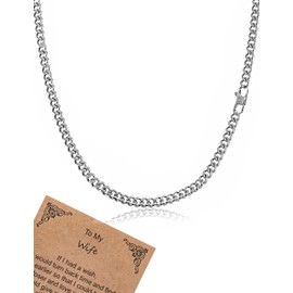 murtoo Silver Cuban Link Chain for Women, Stainless Steel Womens Chain Necklaces with Lobster Clasp, Stylish Jewelry Gift for Wife (4mm, 18inches)