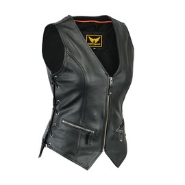 A&H Apparel Women Motorcycle Biker Classic Vest Genuine Cowhide Leather Vest With Gun Pocket (XXX-Large)