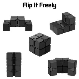 Funxim Infinity Cube Fidget Toy, EDC Fidgeting Game for Kids and Adults, New Version Cool Mini Fidget Finger Toy Best for Stress and Anxiety Relief and Kill Time, Scrub (Black)