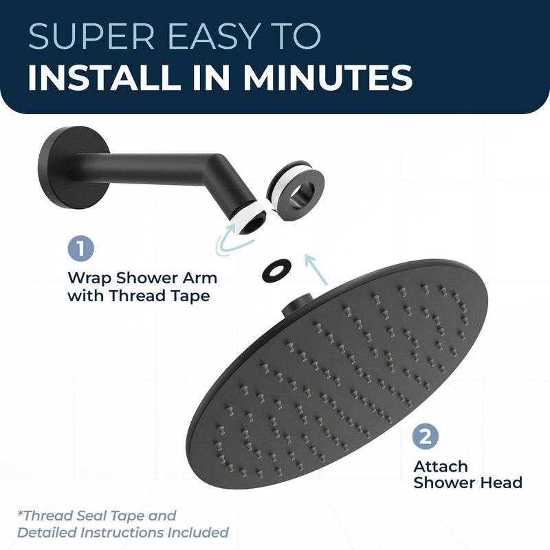 HammerHead Showers® Solid Metal 8 Inch Rainfall Shower Head –