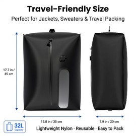 WEWEMUX Travel Vacuum Compression Bag for Clothes, 32L Reusable Waterproof TPU Packing Organizer, Vacuum Bag for Suitcase & Carry-On, Fits Backpacks & Duffels (1 Bag, No Pump)