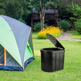 Adult portable camping toilet, portable folding toilet with a lid