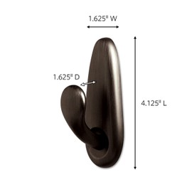 Command Outdoor Large Bronze Metal Hook, 1-Hook, 2-Strips, Decorate Damage-Free