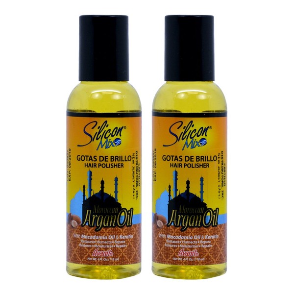 Silicon Mix Moroccan & Argan Gotas De Brillo Hair Polisher Oil 4oz"Pack of 2"