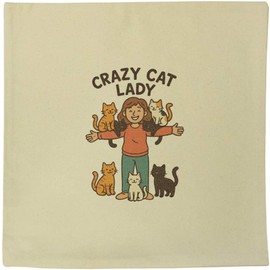 Azeeda 40cm x 40cm 'Crazy Cat Lady Feline Friends' Canvas Cushion Cover (CV00043865)