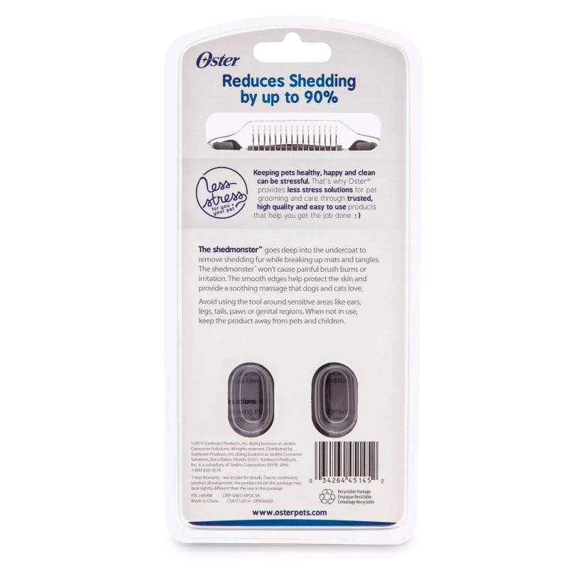 Oster Shedmonster Vet Home DIY Groomer De-Shedding Comb Grooming Tool
