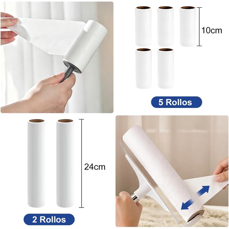 Rodillos quitapelusas 24 cm y 10 cm con mango telescópico