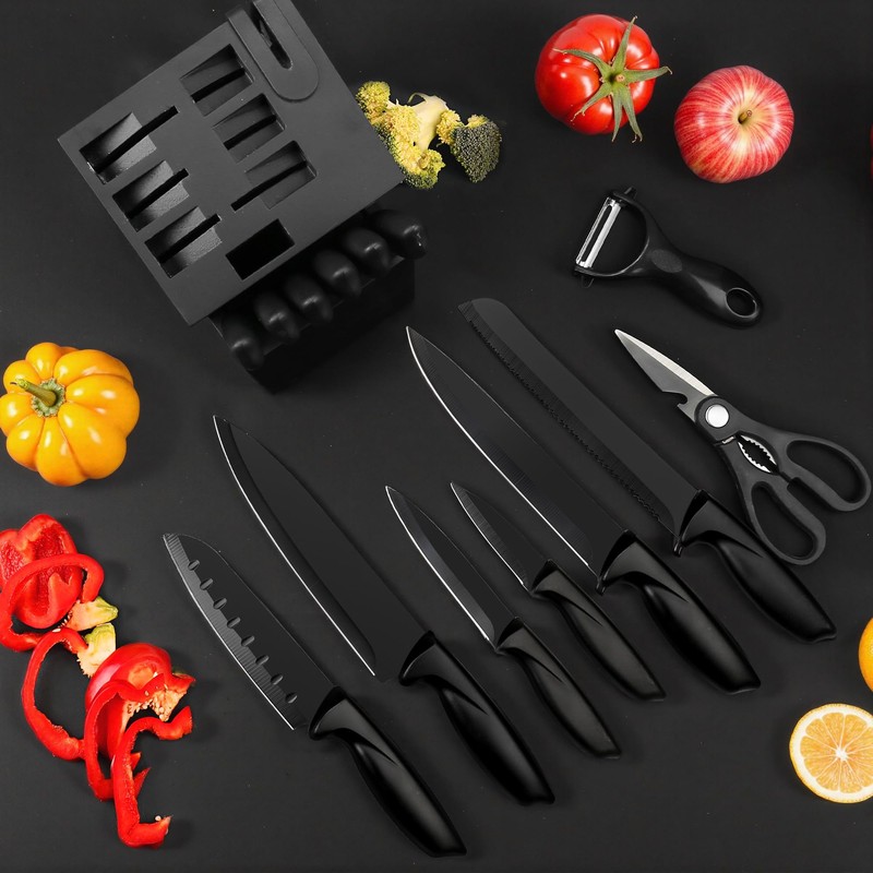 Knife Set, 16 Pieces Kitchen Knife Set with Block and