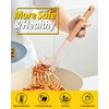 Silicone Pasta Fork and Ladle Spoon Set with Wooden Handle,