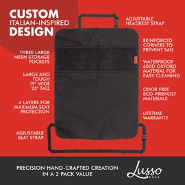 Heavy Duty Kick Mats Back Seat Protector (2 Pack) - The Sag Proof, Waterproof, Odor Proof Car Back Seat Cover for Kids Who Make Big Messes | 3 Reinforced Mesh Storage Pockets, Premium Oxford Fabric