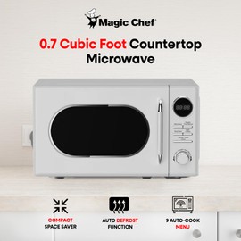 Magic Chef Microwave - 0.7 Cu Ft Retro Style Countertop Microwave Oven, Compact Kitchen Counter or Dorm Appliance, 700 Watts, White