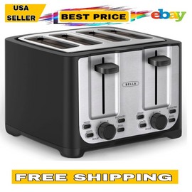 BELLA 4-Slice Toaster - Auto Shut Off, Extra Wide Slots, Removable Crumb Tray