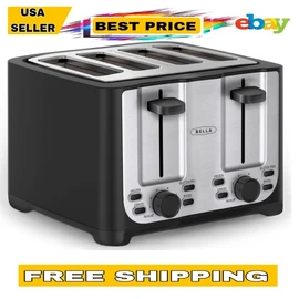 BELLA 4-Slice Toaster - Auto Shut Off, Extra Wide Slots, Removable Crumb Tray