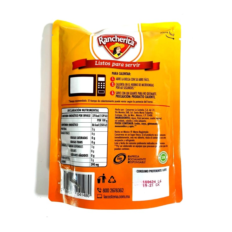 Rancherita 4-Pk Rancherita Frijoles Refritos Peruanos Refried Peruvian Beans 430g/15.1oz