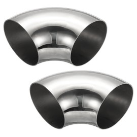 PATIKIL 2 pieces stainless steel pipe bend, 90 degree bend, 80 mm OD steel exhaust bend, exhaust pipe connector, stainless steel bend, 304 stainless steel pipe for exhaust pipe, stair railing, car