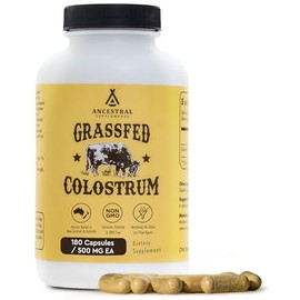 Ancestral Supplements Bordative Suplementos ancestrales de hierba alimentada calostro — Apoya la inmune, la tripulación, el crecimiento y la reparación (180 cápsulas)