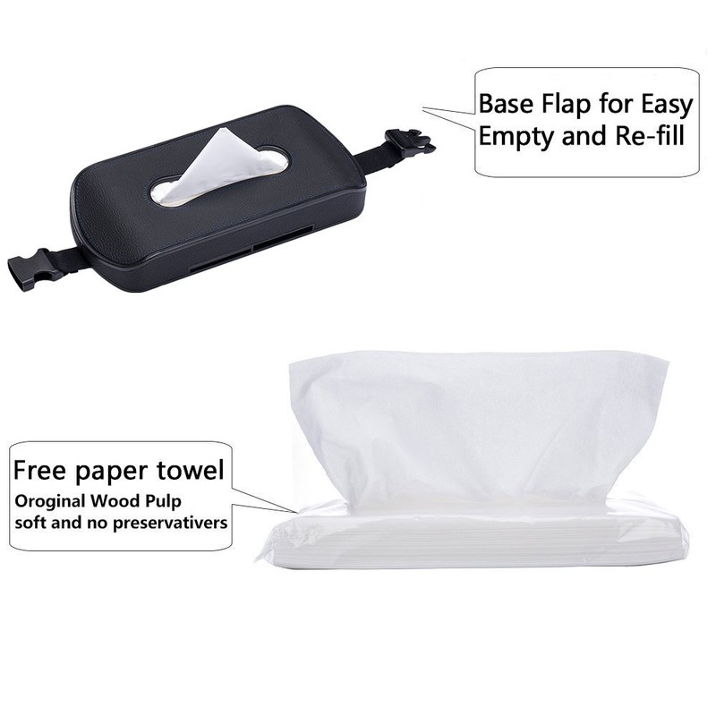 FMS Multifunctional Car Tissue Box With Card Slot Car Back