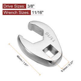 HARFINGTON Drive Crowfoot Wrench 3/8" Drive 11/16" SAE Fractional Crowfoot Flare Nut Wrench 40Cr Chrome Plated Open End Crowfoot Wrench for Mechanics Automotive Repair Work