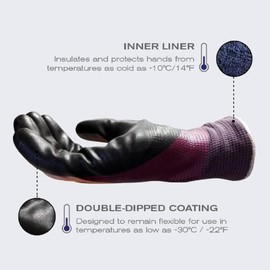 MaxiDry Zero 56-451 Cold Condition Work Glove with Thermal Lining and Full Double-Dipped Nitrile Coating (1, Large)