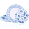 U-QE 20Pcs Blue Plastic Plates - Botanical Stripes Plates Disposable