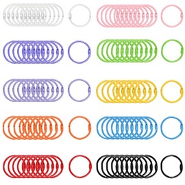 Pack of 100 Metal Binder Rings 30mm for Binder Key Ring 10 Colors