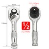 Bestgle 1/2" Square Drive Stubby Reversible Ratchet Wrench with 72-Tooth