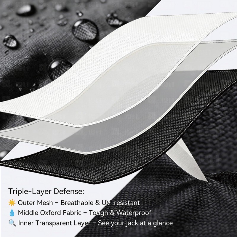 2PCS Electric Tongue Jack Cover with Reflective Strip-600D Oxford Fabric
