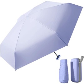 Mini Folding Umbrella Small Travel Umbrella with Case Ultra-Portable Compact Umbrella, Anti-UV Rainproof Windproof Fast Dry and Ultra Lightweight Umbrella for Women Man Students Travel(purple)