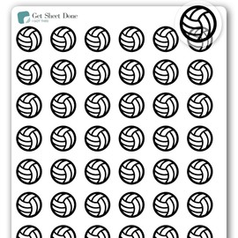 Volleyball Planner Sticker /54 Metallic Foil Transparent Vinyl (1/2”)/Sports Exercise Fitness Health Workout Game Reminder/Essential Productivity Life/Bullet Journaling (1 Sheet, Black (no foil))