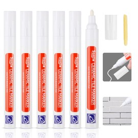 DONQL Pack of 6 White Grout Pens, Tile Grout, Bathroom, Waterproof, Anthracite Edding, Joint Repair Bathroom with Replacement Tip for Tiles, Walls, Floors, Tiles, Bathrooms