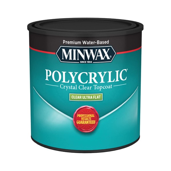 Minwax 211114444 Polycrylic Protective Wood Finish, Clear Ultra Flat, ½