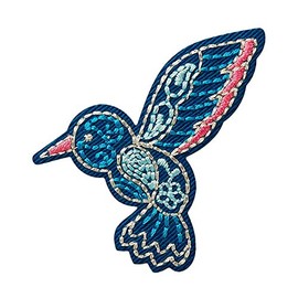 Hummingbird Blue Animal Iron-On Patch Appliqué Patches Iron-On Size 6.0 x 5.0 cm