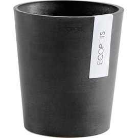 Ecopots Morinda Durable Indoor/Outdoor Modern Round Recycled Orchid Plastic Planter Flower Pot, Dark Grey, 5.5"