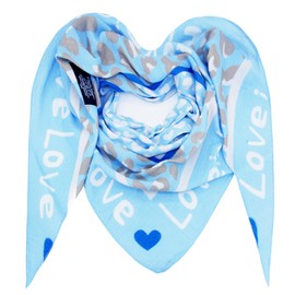 Glamexx24 Women's Scarf Love Heart Triangle Scarf Cotton Triangle Scarf for Spring, Summer, Autumn and Winter Made in Italy, sky blue