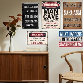 Funny Garage Signs Sarcastic Metal Tin Sign Wall Decor Man Cave Accessories Vintage Bar Decor For Home Funny Bar Gifts Little Man Cave Sign Warning Does Not Play Well With Liberals 12 X 8 Inches