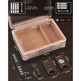 FANKAI Humidor Cigar Box, with Straight Cutter Guillotine, V cut, Puncher & Holder Tool, Glass top Cigars Case, Cedar Wood Lining, Humidifier Hygrometer Accessories, Cigar Gift Set