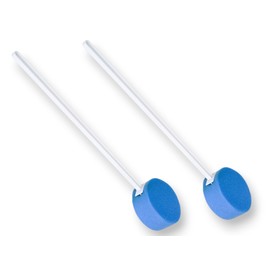 Essential Medical Supply Deluxe 2 Pack of Round Bath and Shower Sponges with 20" Long Plastic Handle and Hanging Hook - Extra Long Handle to Get to Hard to Reach Areas While Showering and Bathing