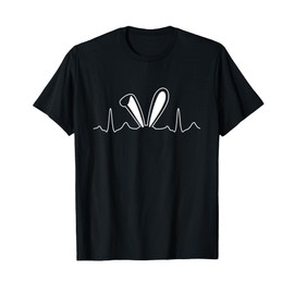 Cute Bunny Ears Rabbit Easter Sunday Egg Hunter Heartbeat T-Shirt