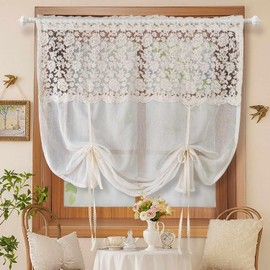 Chic Tie Up Curtain for Kitchen Adjust Ballon Window Valance Rod Pocket 1PC