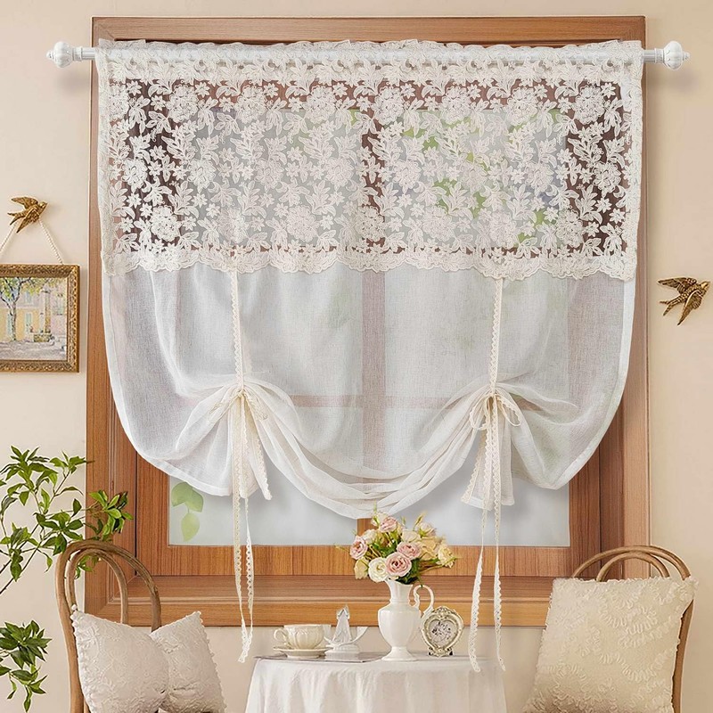 Chic Tie Up Curtain for Kitchen Adjust Ballon Window Valance