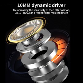 KZ ZS10 Pro X HiFi Auriculares 1DD+4BA híbridos, driver HiFi, intrauricular, de aleación, cable desmontable frontal, para audiófilo, músico, DJ Stage, mate, sin micrófono