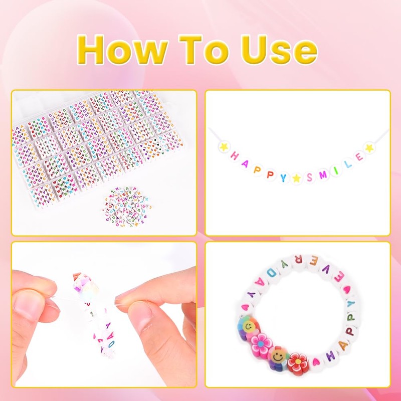 DIYDEC 1400pcs Colorful Letter Beads Kits, A to Z Acrylic