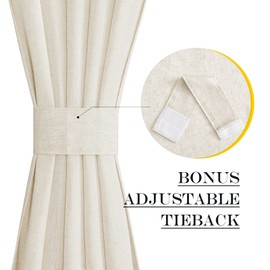 NICETOWN Thick Linen Textured Curtain Farmhouse French Door Shade Solid Room Darkening Door Shade Indoor Outdoor Sidelight Curtain for Window, W52 x L40, 1 Panel, Natural