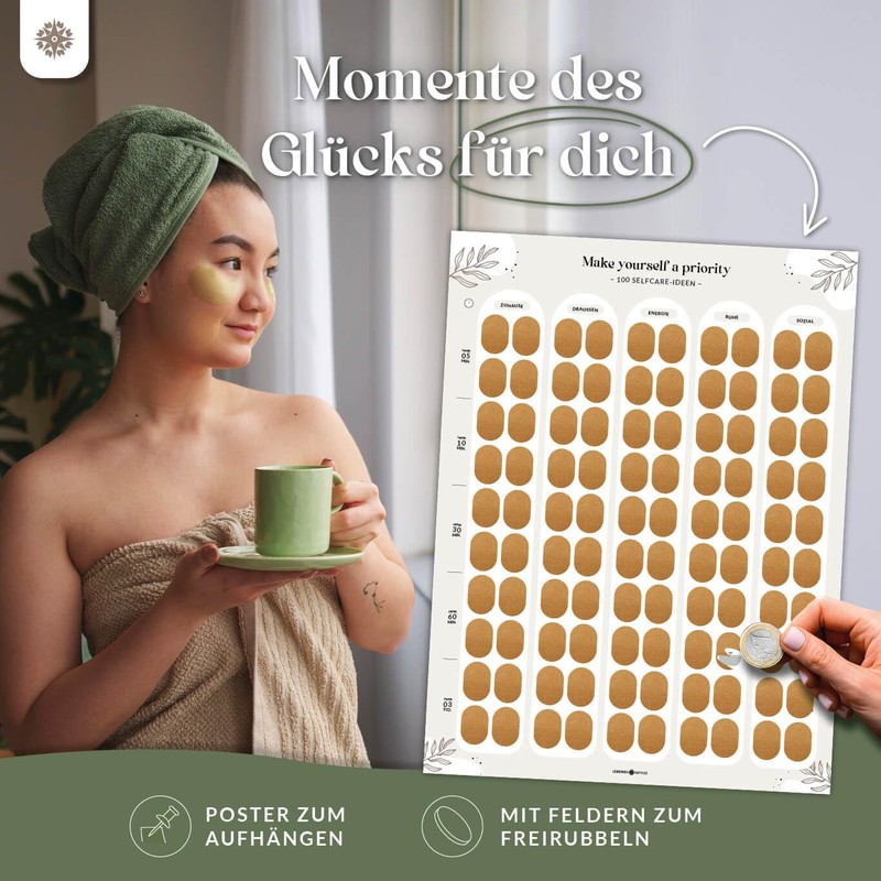 LEBENSKOMPASS Scratch Off Poster - 100 Self Care Ideas for
