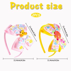DUOJINSANXI Easter Hair Bows Headband for Women and Girls, 2 Pcs Cute Easter Headband Are Suitable for Most Hairstyles, Such As Long and Short Hair, Etc, to Show Your Temperament (Yellow and Pink)