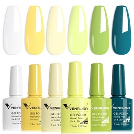 VENALISA Green Gel Nail Polish Set, 6 Colors Lime Green Mint Green Emerald Gel Polish UV Gel Soak Off For Nail Salon DIY Home Manicure