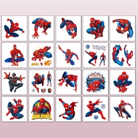40Sheets Spider Temporary Tattoos for Kids,Cartoon Spider Temporary Tattoos Gift For Fan Birthday Party Decorations for Girl Boys Home Activity Class Prizes Carnival Christmas Rewards