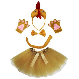 Petitebelle Hen Party Headband Bow Tie Tutu 5 Piece Girls Costume 1-10 Years Brown 1-5 Years