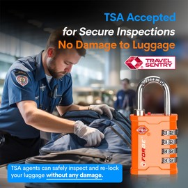 FORGE 4 Digit 17067 TSA Approved Gun Box, Tool Box and Case Lock, Combination Padlock for Travel Orange 2 Locks