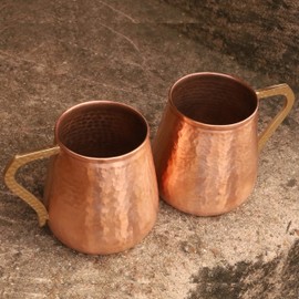 Daddy Shoppe Handmade Ayurveda Copper Moscow Mule Mugs And Strow Set of 2 18 OZ Red Drinking Mug